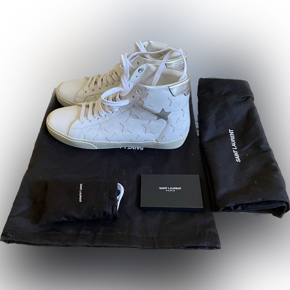 NWOT 💯 Authentic YSL Star patch high top sneakers - Picture 1 of 10
